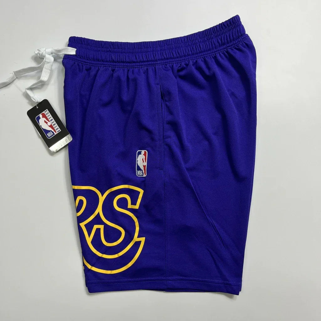 Shorts NBA Lakers 23/24 Casual - Branco - Preto - Amarelo - Azul