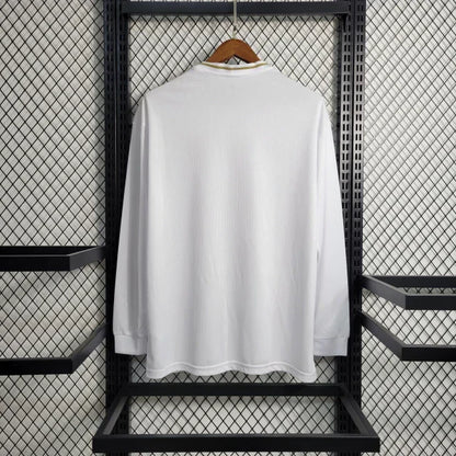Camisa Real Madrid I Home 2019/20 Retrô Manga Longa Masculina - Branco