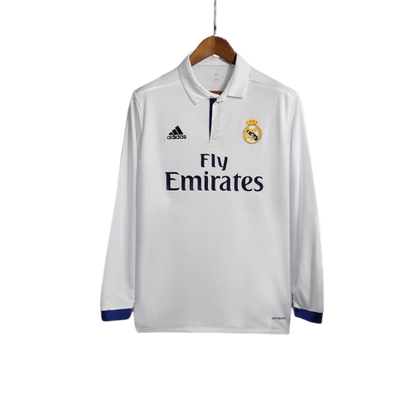 Camisa Retrô Real Madrid Manga Longa 2016/17 Masculino Branco