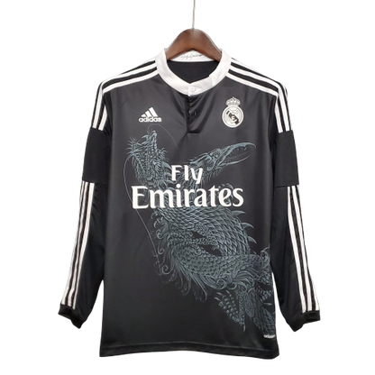 Camisa Retrô Real Madrid Manga Longa III Third 2014/15 Masculino Preto