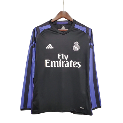 Camisa Real Madrid Third III 2016/17 Retrô Manga Longa - Preto