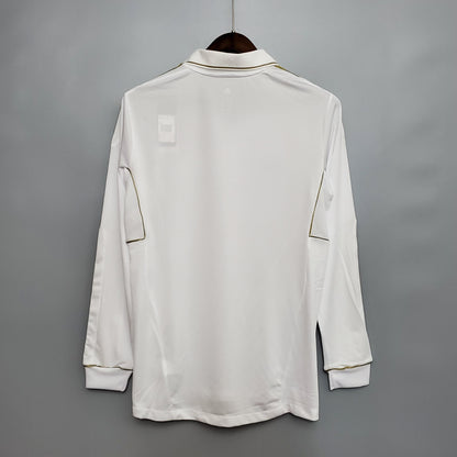 Camisa Retrô Real Madrid Manga Longa I Home 2011/12 Masculino Branco