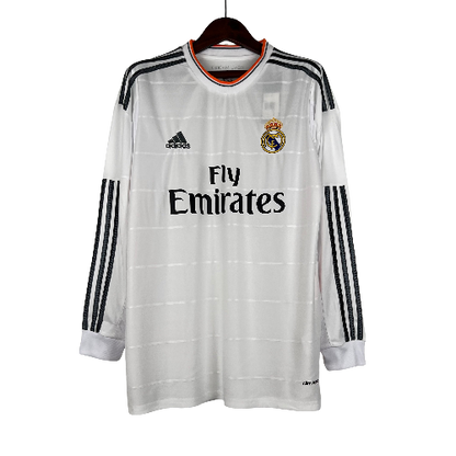 Camisa Retrô Real Madrid Manga Longa I Home 2013/14 Masculino Branco