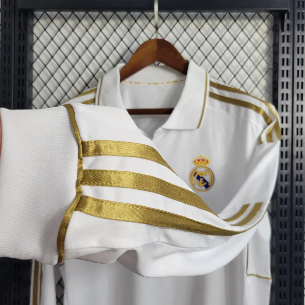 Camisa Retrô Real Madrid Manga Longa I Home 2011/12 Masculino Branco