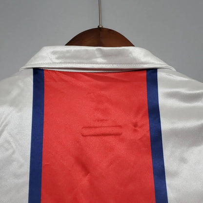 Camisa Paris Saint Germain PSG Retrô Away 98/99 - Retro Masculina - Branco, Azul e Vermelho