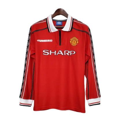 Camisa Manchester United Retrô Manga Longa 1998/99 Vermelha