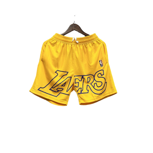 Shorts NBA Lakers 23/24 Casual - Branco - Preto - Amarelo - Azul