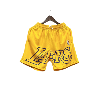 Shorts NBA Lakers 23/24 Casual - Branco - Preto - Amarelo - Azul