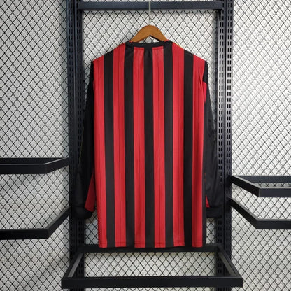 Camisa Retrô Milan I 2013/14 Manga Longa Vermelho e Preto