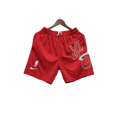 Shorts NBA Miami Heat 23/24 Casual - Vermelho - Branco - Preto