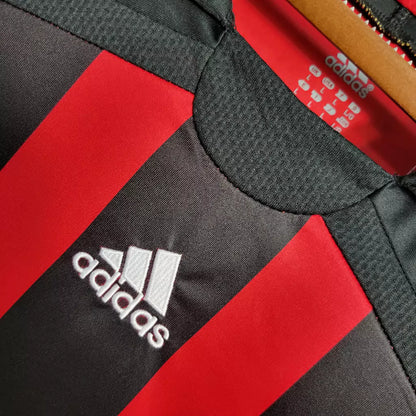 Camisa Retrô Milan I Home 2006/07 Masculino Manga Longa Vermelho e Preto