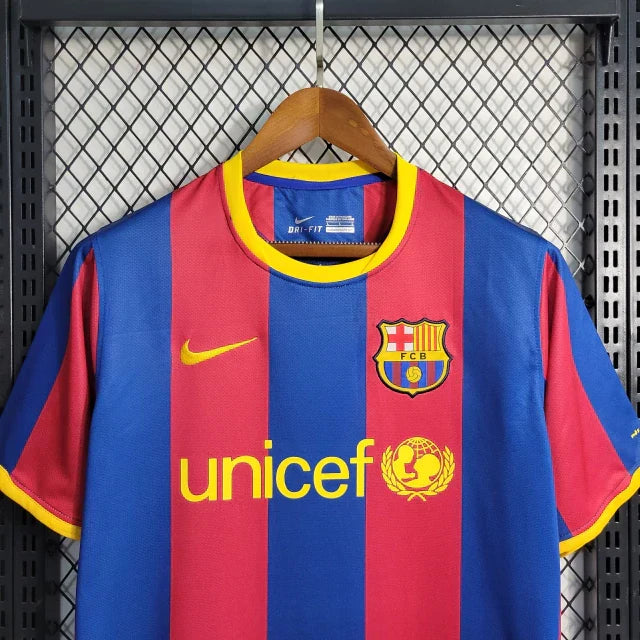 Camisa Barcelona Retrô I Home 2010/11 Torcedor Masculino Vermelho e Azul