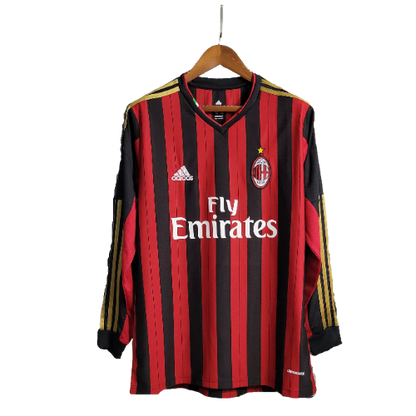 Camisa I Milan 2013/14 - Retrô Manga Longa- Vermelho