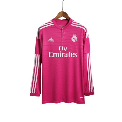 Camisa Retrô Real Madrid Manga Longa III Third 2014/15 Masculino Rosa