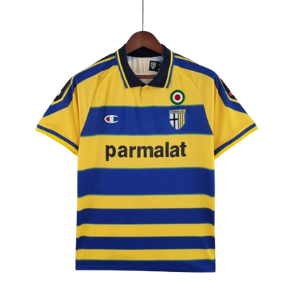 Camisa Retrô Parma I Champion 1999/00 Masculino Amarelo e Azul