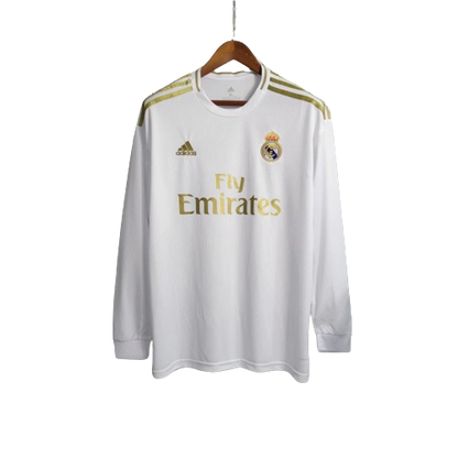 Camisa Real Madrid I Home 2019/20 Retrô Manga Longa Masculina - Branco