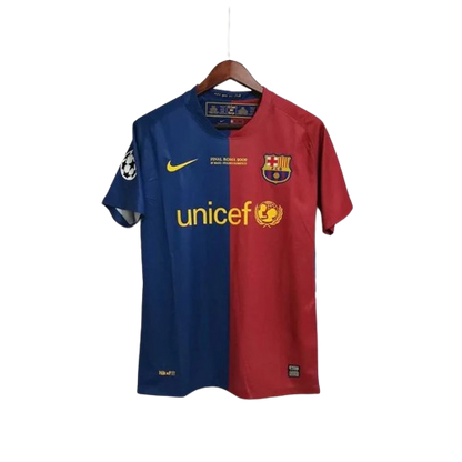 Camisa Retrô Barcelona I Home 2008/09 UEFA Champions League Azul e Grená