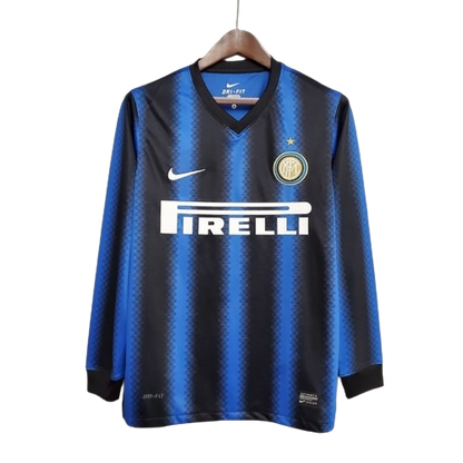 Camisa Inter de Milão Retrô 2010 Manga Longa Azul e Preta