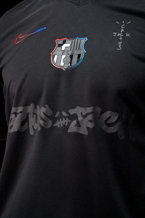 Camisa Barcelona Away x Travis Scott All Black 24/25 - Torcedor Masculina